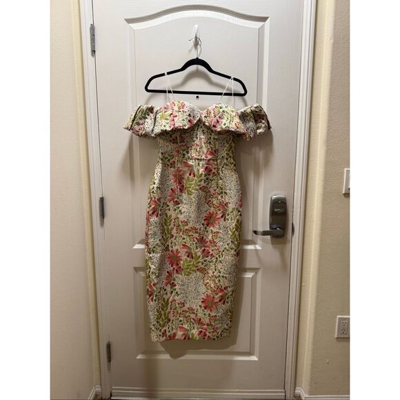 ELLIATT Calaantha Off The Shoulder Midi Dress Floral Wedding Guest size S NWT - Picture 6 of 8